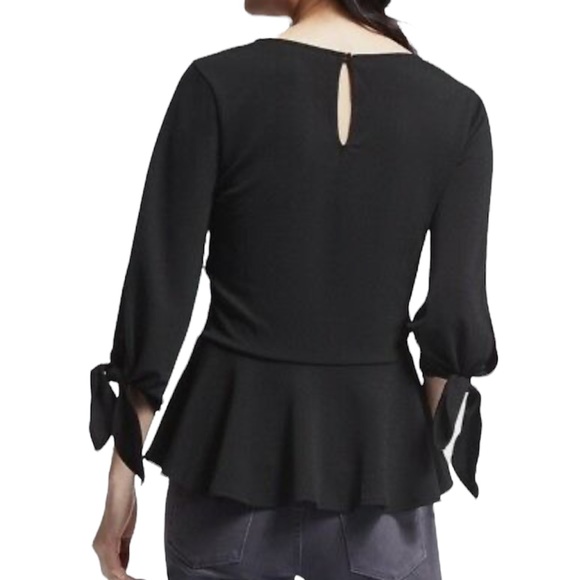 Banana Republic Black Tie-Sleeve Crepe Top - Picture 2 of 5